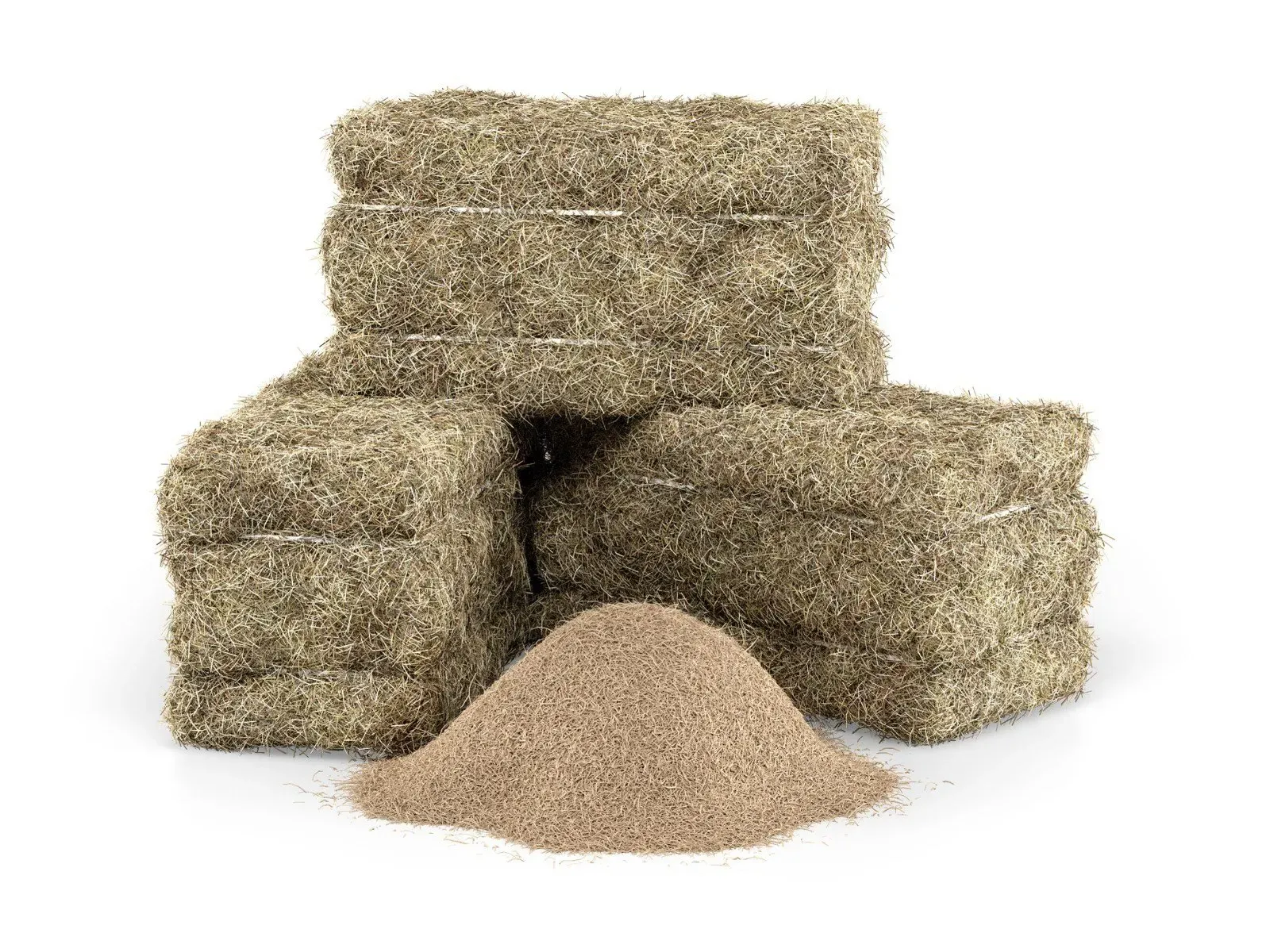 Industrial hemp raw material staged before molded-fiber processing